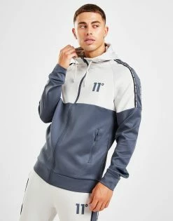 11 Degrees Tape Poly Full Zip Hoodie Grå