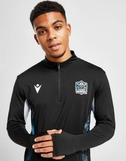 Macron Glasgow Warriors Softshell 1/4 Zip Track Top Sort -Herretoj Salg jd 570380 c