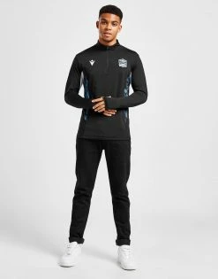 Macron Glasgow Warriors Softshell 1/4 Zip Track Top Sort -Herretoj Salg jd 570380 e