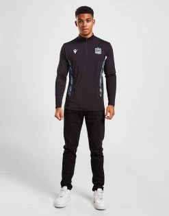 Macron Glasgow Warriors Softshell 1/4 Zip Track Top Sort -Herretoj Salg jd 570380 f