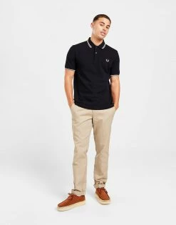Fred Perry Twin Tipped Kortærmet Polotrøje Herre Sort -Herretoj Salg jd 570438 d