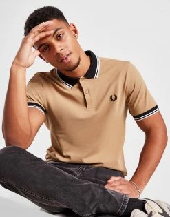 Fred Perry Contrast Rib Polo Shirt Beige