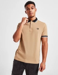 Fred Perry Contrast Rib Polo Shirt Beige -Herretoj Salg jd 570440 d
