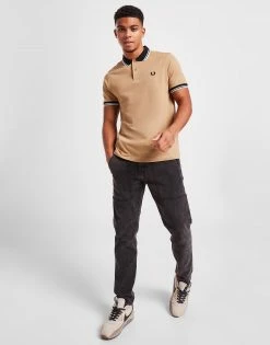 Fred Perry Contrast Rib Polo Shirt Beige -Herretoj Salg jd 570440 e