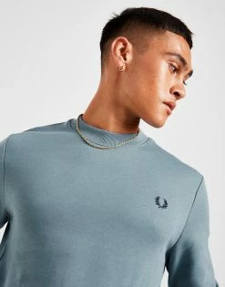 Fred Perry Twin Tipped Crew Sweatshirt Herre Blå -Herretoj Salg jd 570444 d