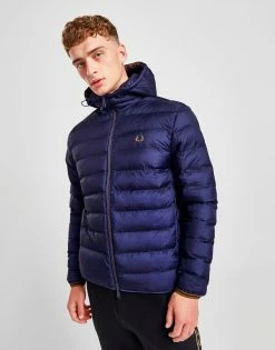Fred Perry Baffle Hooded Jacket Blå -Herretoj Salg jd 570455 c