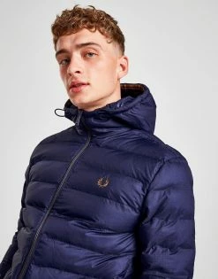 Fred Perry Baffle Hooded Jacket Blå -Herretoj Salg jd 570455 d