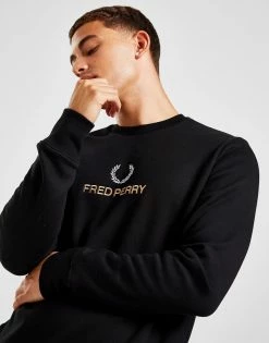 Fred Perry Global Stack Crew Sweatshirt Sort -Herretoj Salg jd 570467 c
