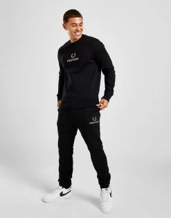 Fred Perry Global Stack Crew Sweatshirt Sort -Herretoj Salg jd 570467 d