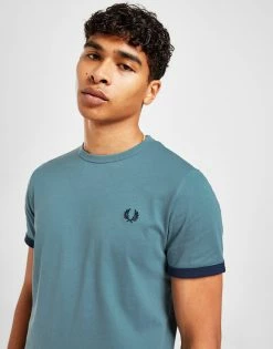 Fred Perry Ringer T-shirt Blå -Herretoj Salg jd 570473 b