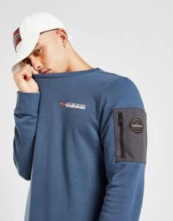 Napapijri Belk Crew Sweatshirt Herre Blå -Herretoj Salg jd 571058 d