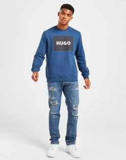 HUGO Distressed Slim Paint Jeans Blå