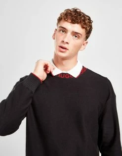 HUGO Smarlo Ringer Crew Sweatshirt Sort