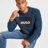 HUGO Durgagol Large Logo Square Sweatshirt Blå -Herretoj Salg jd 572942 a