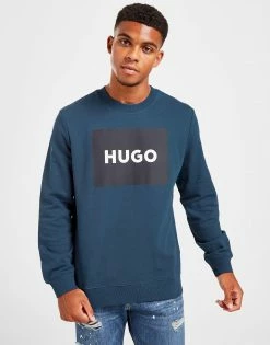HUGO Durgagol Large Logo Square Sweatshirt Blå -Herretoj Salg jd 572942 b