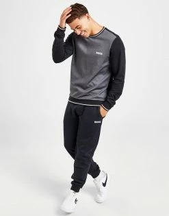 BOSS Pique Tipped Sweatshirt Sort -Herretoj Salg jd 573043 d