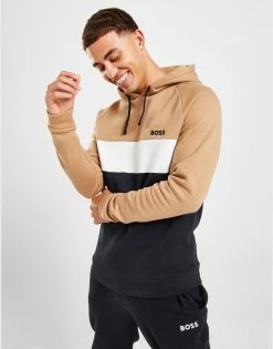 BOSS Colour Block Fleece Hoodie Brun -Herretoj Salg jd 573046 c