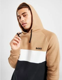 BOSS Colour Block Fleece Hoodie Brun -Herretoj Salg jd 573046 d