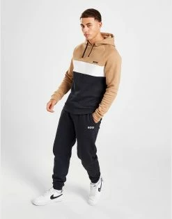 BOSS Colour Block Fleece Hoodie Brun -Herretoj Salg jd 573046 e