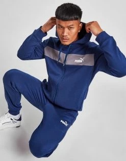 Puma Panel Full Zip Tracksuit Blå