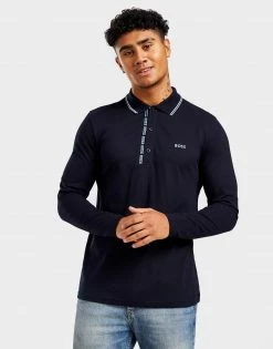 BOSS Pleesy Placket Long Sleeve Shirt Blå -Herretoj Salg jd 578119 c