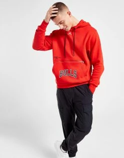 Jordan NBA Chicago Bulls Fleece Pullover Hoodie Rød -Herretoj Salg jd 592425 f