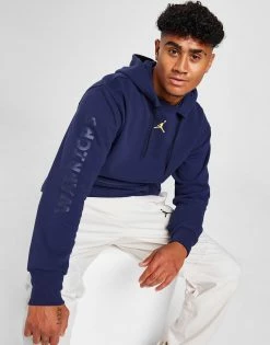 Jordan NBA Golden State Warriors Fleece Pullover Hoodie Blå -Herretoj Salg jd 592448 d