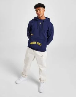 Jordan NBA Golden State Warriors Fleece Pullover Hoodie Blå -Herretoj Salg jd 592448 f