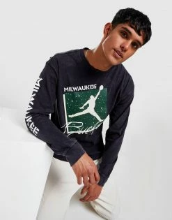 Jordan NBA Milwaukee Bucks Max90 Long Sleeve T-Shirt Sort