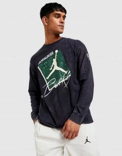 Jordan NBA Milwaukee Bucks Max90 Long Sleeve T-Shirt Sort -Herretoj Salg jd 592543 c