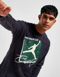 Jordan NBA Milwaukee Bucks Max90 Long Sleeve T-Shirt Sort -Herretoj Salg jd 592543 d