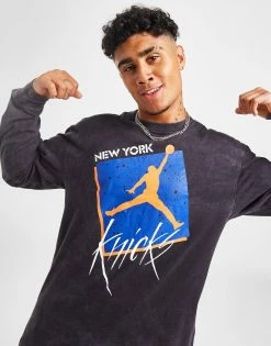Jordan NBA New York Knicks Max90 Long Sleeve T-Shirt Grå