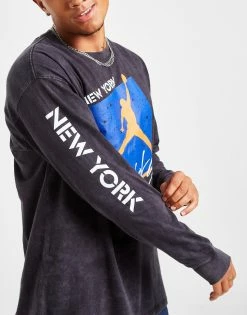 Jordan NBA New York Knicks Max90 Long Sleeve T-Shirt Grå -Herretoj Salg jd 592588 f
