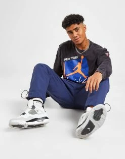 Jordan NBA New York Knicks Max90 Long Sleeve T-Shirt Grå -Herretoj Salg jd 592588 g