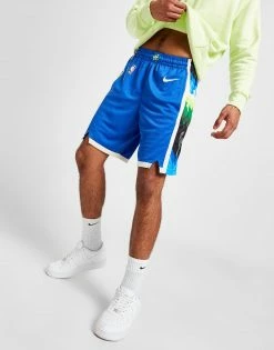 Nike NBA Milwaukee Bucks City Edition Swingman Shorts Blå -Herretoj Salg jd 592795 b