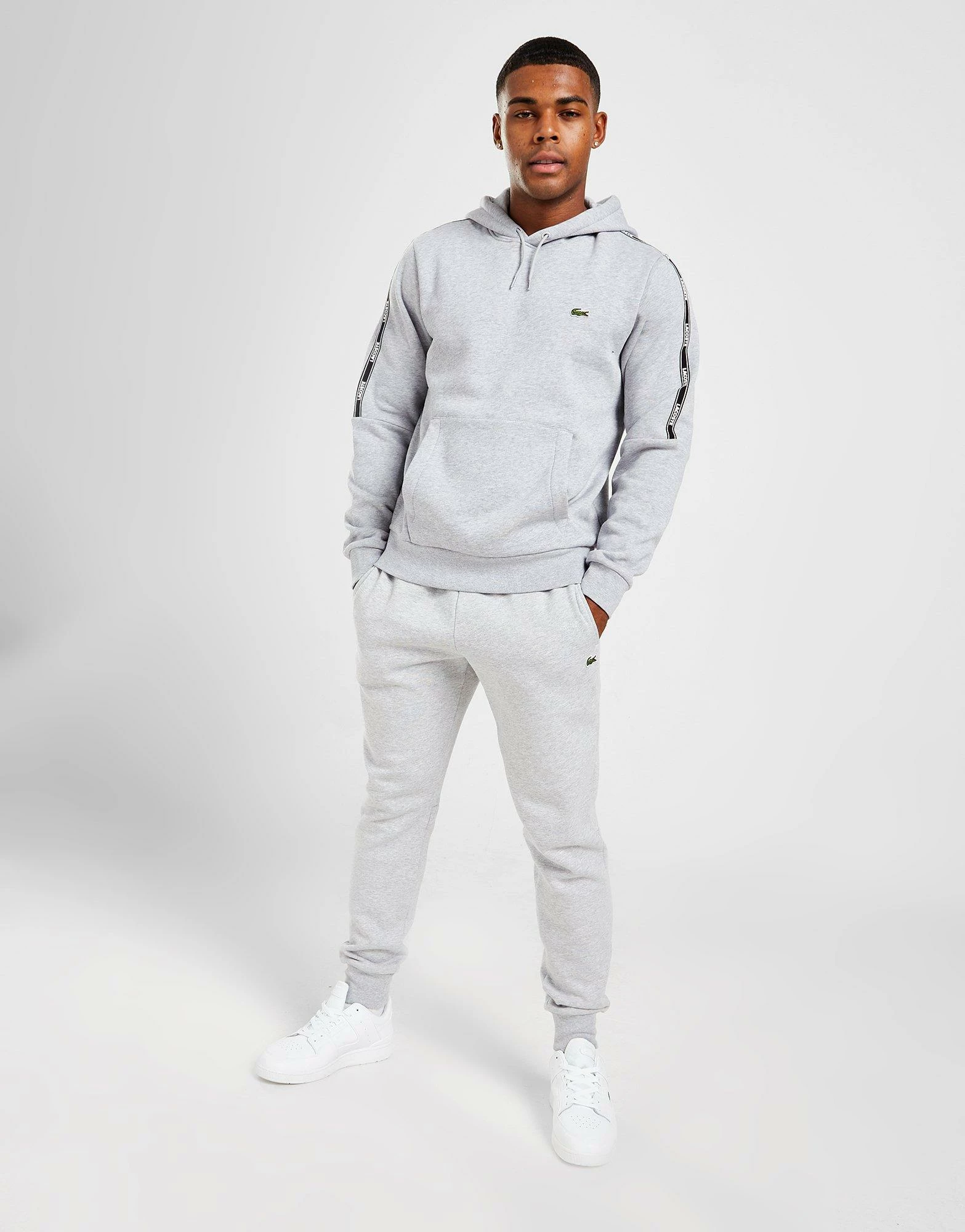 Lacoste Tape Overhead Hoodie Grå 4 Lacoste Tape Overhead Hoodie Grå - Billede 2