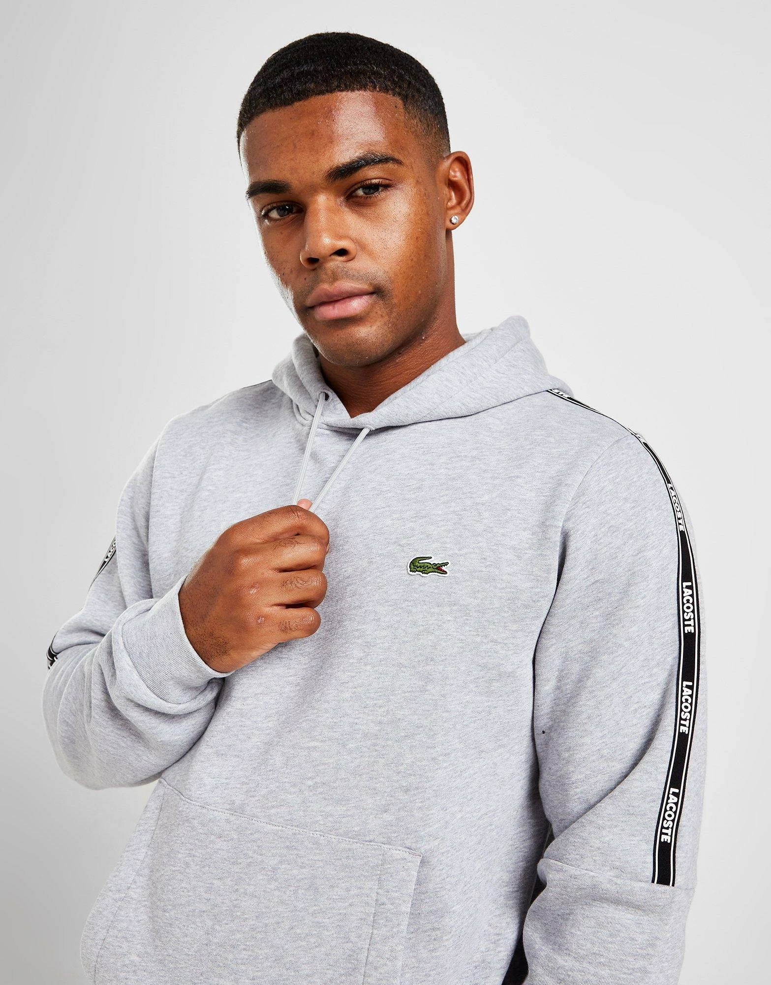 Lacoste Tape Overhead Hoodie Grå 6 Lacoste Tape Overhead Hoodie Grå - Billede 4
