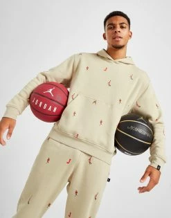 Jordan Holiday All Over Print Pullover Hoodie Beige
