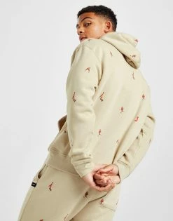 Jordan Holiday All Over Print Pullover Hoodie Beige -Herretoj Salg jd 597915 c