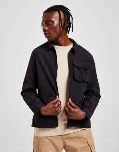 Brave Soul Tech Woven Overshirt Herre Sort -Herretoj Salg jd 602436 c