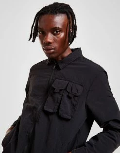 Brave Soul Tech Woven Overshirt Herre Sort -Herretoj Salg jd 602436 d