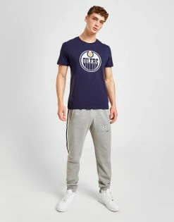 Official Team NHL Edmonton Oilers Logo T-Shirt Blå -Herretoj Salg jd 603637 d