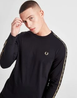 Fred Perry Tape Long Sleeve T-Shirt Sort -Herretoj Salg jd 604545 b