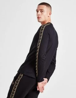 Fred Perry Tape Long Sleeve T-Shirt Sort -Herretoj Salg jd 604545 c