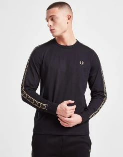 Fred Perry Tape Long Sleeve T-Shirt Sort -Herretoj Salg jd 604545 d