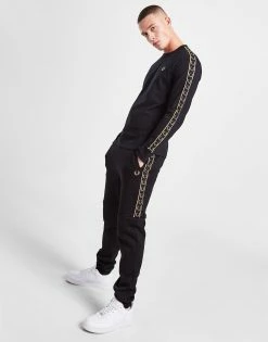 Fred Perry Tape Long Sleeve T-Shirt Sort -Herretoj Salg jd 604545 e