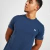Fred Perry Taped Retro Ringer T-Shirt Herre Blå -Herretoj Salg jd 604580 a