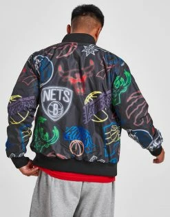 New Era NBA All Over Print Bomber Jacket Sort -Herretoj Salg jd 613688 e