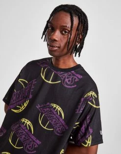 New Era NBA LA Lakers All Over Print Neon T-Shirt Sort -Herretoj Salg jd 613694 e